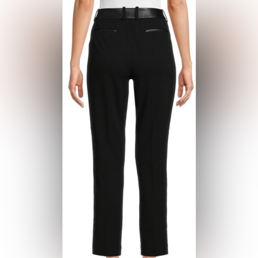 Faux Leather Waist black Pants